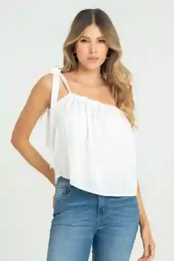 Blusa Asimetrica Color Blanco Crudo Talla L
