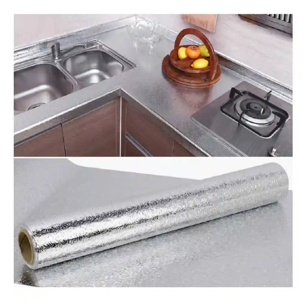 Adhesivo Vinilo Cocina Aluminio Impermeable Removible 3 Met