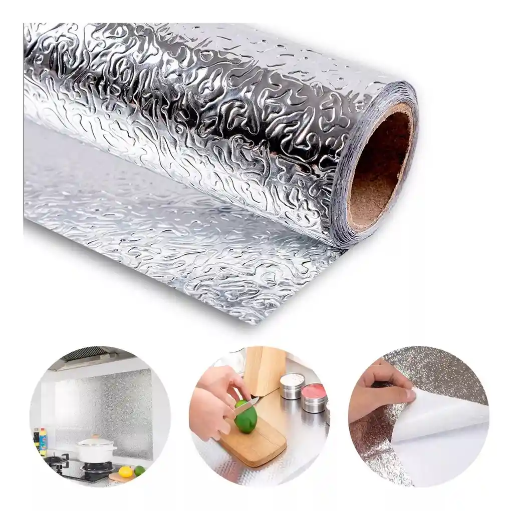 Adhesivo Vinilo Cocina Aluminio Impermeable Removible 3 Met