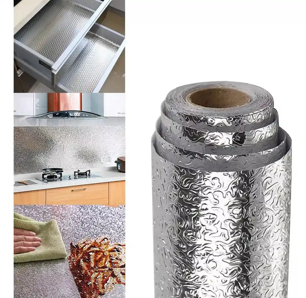 Adhesivo Vinilo Cocina Aluminio Impermeable Removible 3 Met