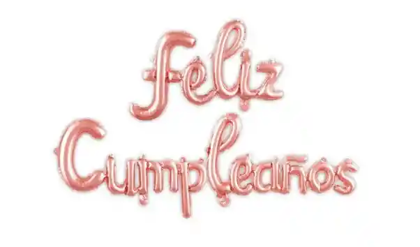 Letrero Globos Bombas Inflable Oro Rosa Feliz Cumpleaños Cursivo Metalizado
