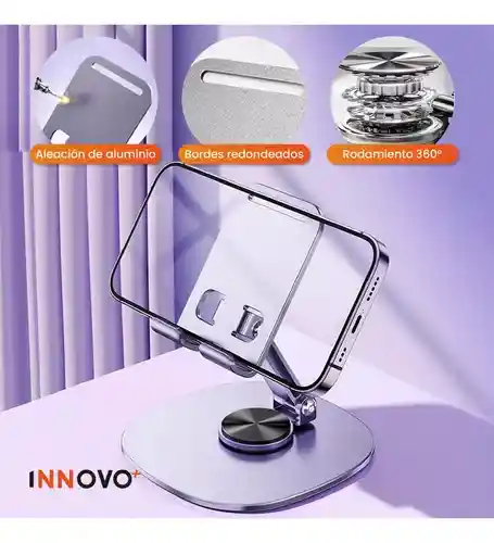 Base Soporte Para Celular Tablet Metalico Con Rotación 360 Oficina Corporativo