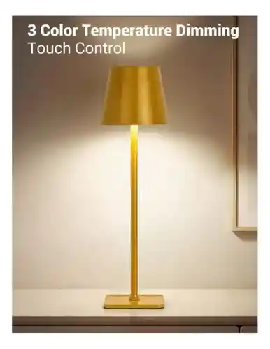 Lámpara Farol De Mesa Recargable Táctil 3 Tonos De Luz Dorado Innovo Home
