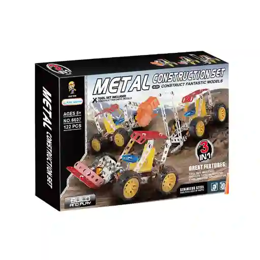Juego Set 3 En 1 De Construcción 122 Piezas Para Niños
