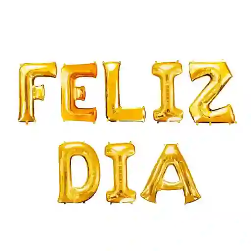 Letrero Globos Bombas Inflable Dorado Feliz Día Metalizado