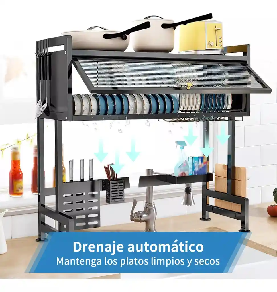 Organizador Y Escurridor Platos Loza Con Tapa 85 Cm