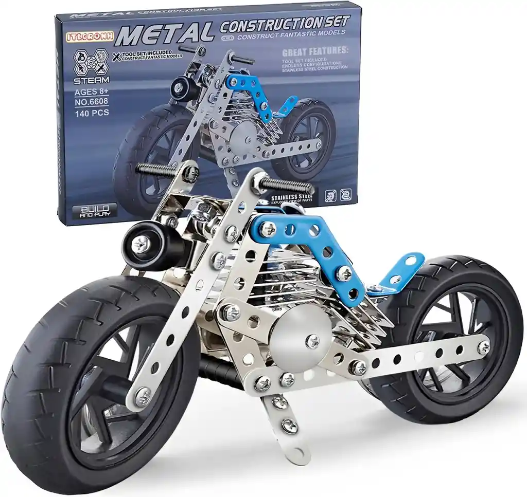 Juego Didáctico De Construcción Moto 140 Piezas Para Niños