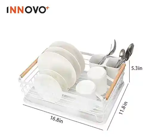 Platero Escurridor Para Cocina Organizador De Loza Práctico Elegante Blanco En Acero Innovo Home
