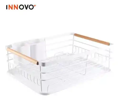 Platero Escurridor Para Cocina Organizador De Loza Práctico Elegante Blanco En Acero Innovo Home