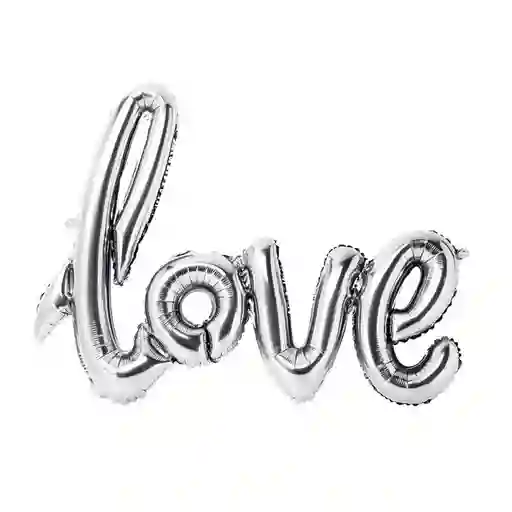 Letrero Globos Bombas Inflable Plateado Love Metalizado