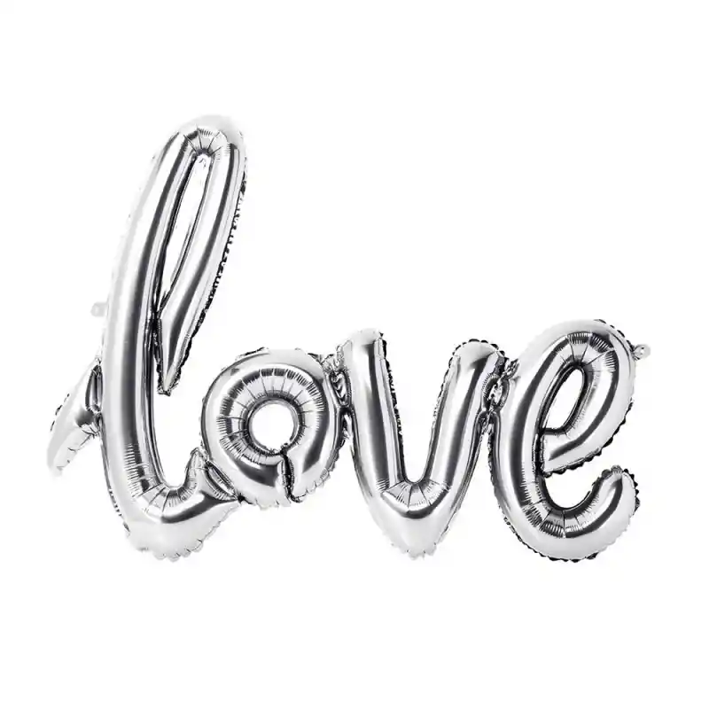 Letrero Globos Bombas Inflable Plateado Love Metalizado
