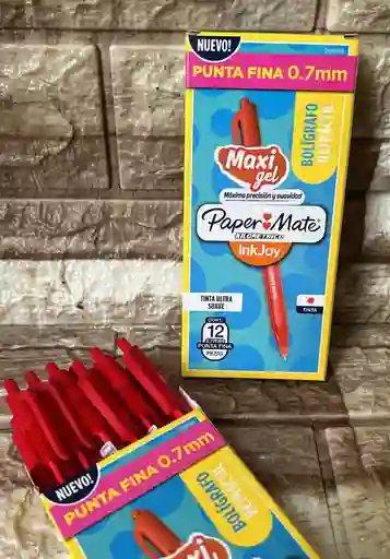 Lapicero Rojo Retractil Kilometrico Caja X12 Unidades