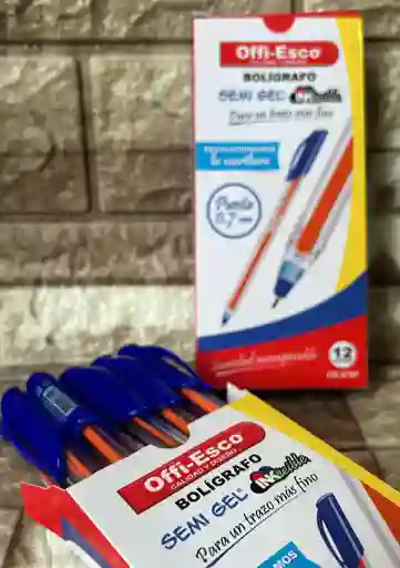 Lapicero Semigel Azul Offi Esco Caja X12 Unidades