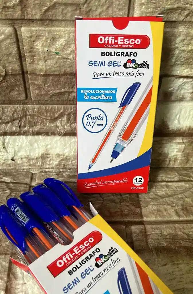 Lapicero Semigel Azul Offi Esco Caja X12 Unidades