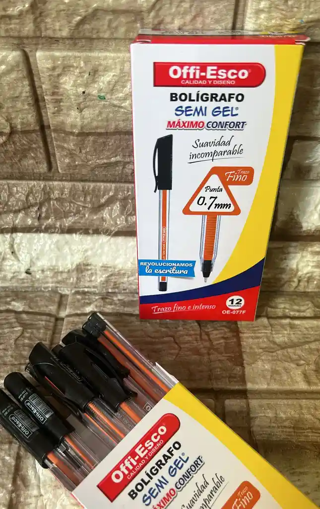 Lapicero Semigel Negro Offi Esco Caja X12 Unidades
