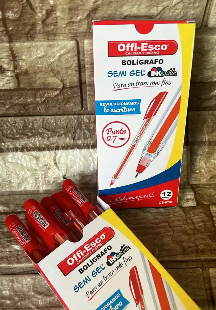 Lapicero Semigel Rojo Offi Esco Caja X12 Unidades