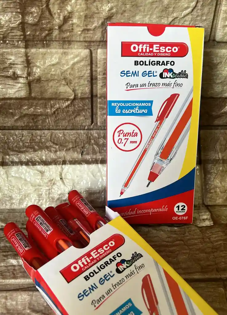 Lapicero Semigel Rojo Offi Esco Caja X12 Unidades