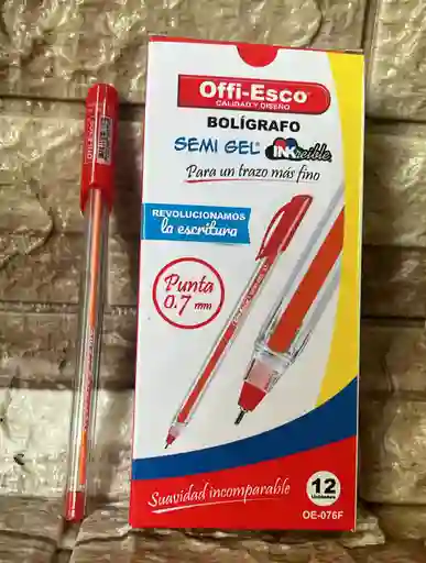 Lapicero Semigel Rojo Offi Esco Unidad