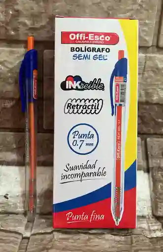 Lapicero Semigel Azul Oscuro Offi Esco Retractil Unidad