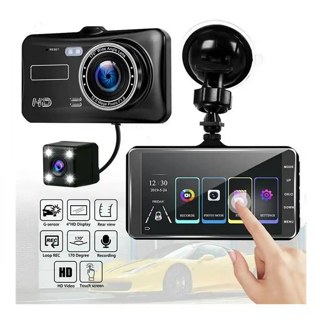 Camara Dual Carro Dvr Pantalla Camara Delantera Y Trasera