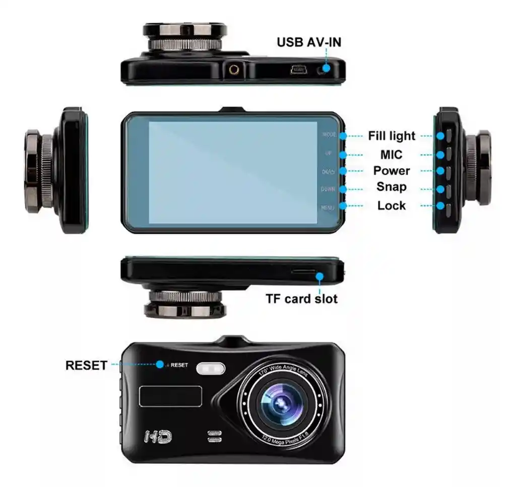 Camara Dual Carro Dvr Pantalla Camara Delantera Y Trasera