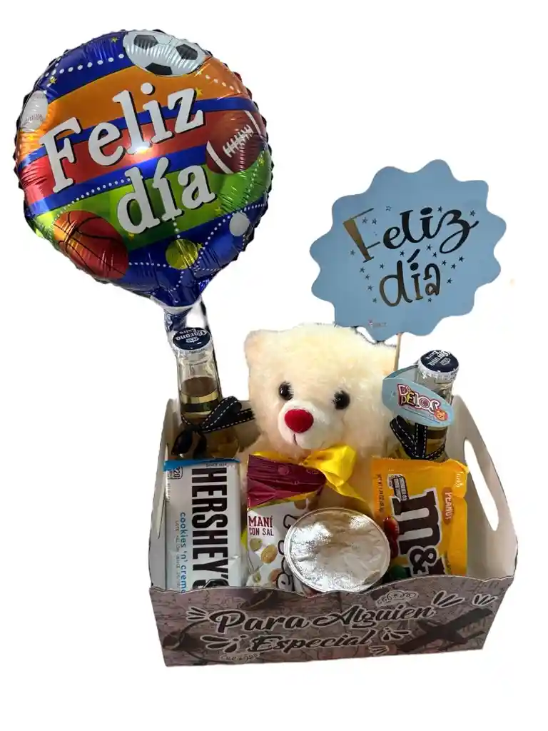 Caja "feliz Dia" Con Cerveza Y Peluche