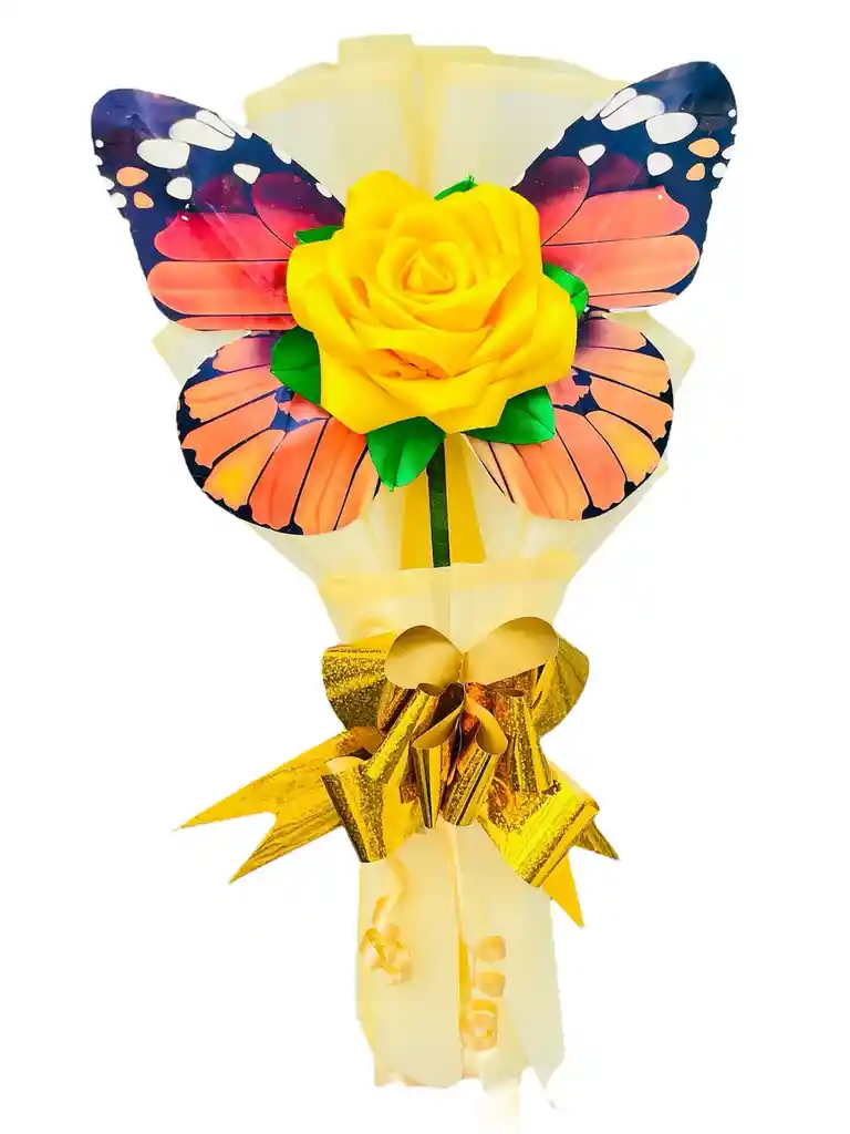 Regalo Rosa Extragrande Mariposa Flores Amarillas