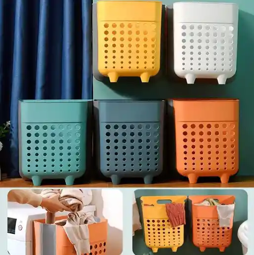 Cesta De Almacenamiento Plegable Canasta Adhesiva