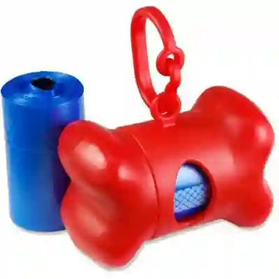 Dispensador Huesito De Bolsas Sanitarias Para Mascota + 2 Paquetes De Bolsas