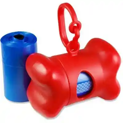 Dispensador Huesito De Bolsas Sanitarias Para Mascota + 2 Paquetes De Bolsas