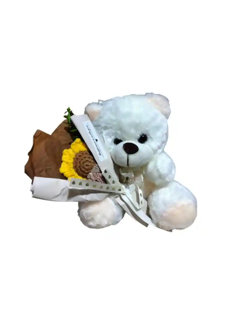 Peluche Oso Con Mini Girasol De Tela