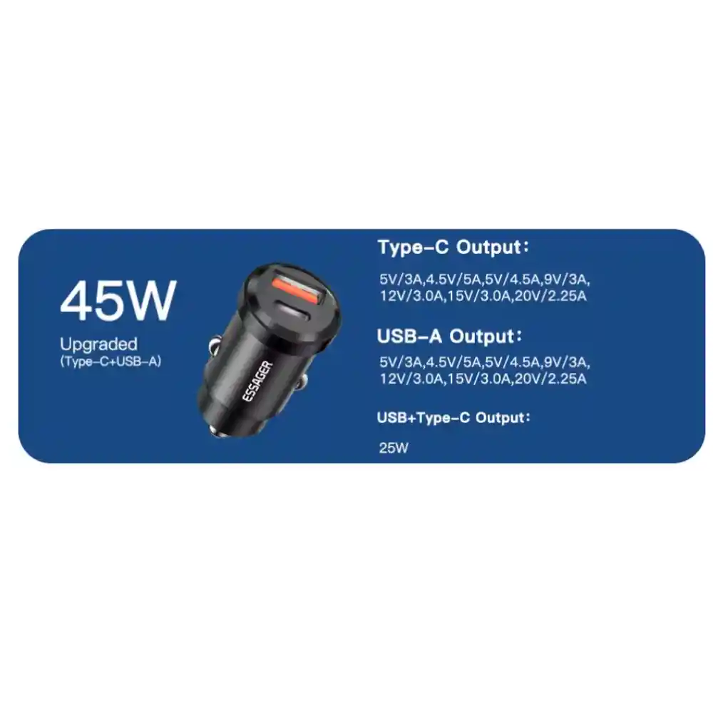 Cargador Carro Usb Tipo C Carga Rapida Iphone Samsung Huawei