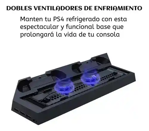 Base Carga Refrigerante Vertical Compatible Ps4 Puertos Usb
