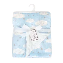 Cobija Ovejera Azul Estampado Nubecitas Para Bebé, Hecha En Algodón Transpirable E Hipoalergénico, Afelpado, Material Suave Y Cálido