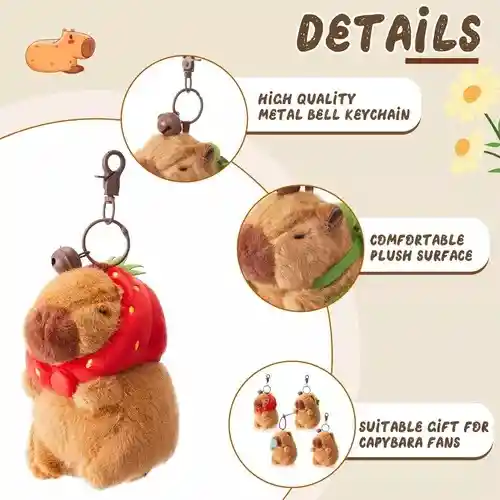 Llavero De Peluche De Capybara, Realista Capibara