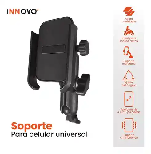 Soporte Celular Para Moto Base Espejo Metalico Alta Calidad Ajustable Innovo
