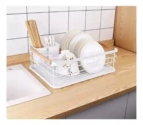 Platero Escurridor Organizador De Loza Basic Home Metalico Con Bandeja Tabla Para Picar Multifuncion