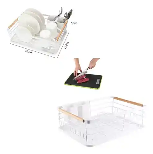 Platero Escurridor Organizador De Loza Basic Home Metalico Con Bandeja Tabla Para Picar Multifuncion