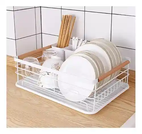 Platero Escurridor Organizador De Loza Basic Home Metalico Con Bandeja Tabla Para Picar Multifuncion