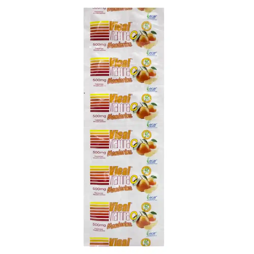Vitamina C 500 Mg Vical Sabor Mandarina Sobre X 12 Tabletas