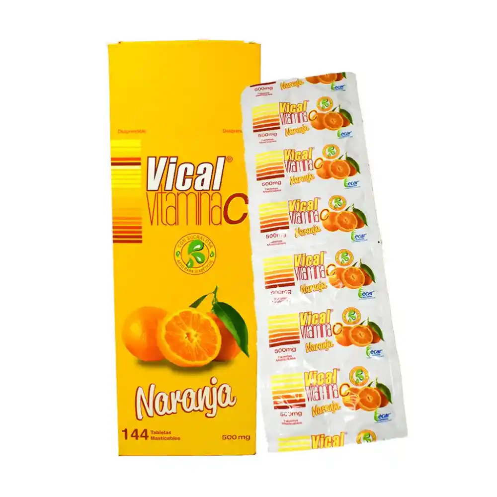 Vitamina C Vical 500mg Naranja Sobre X 12 Tabletas