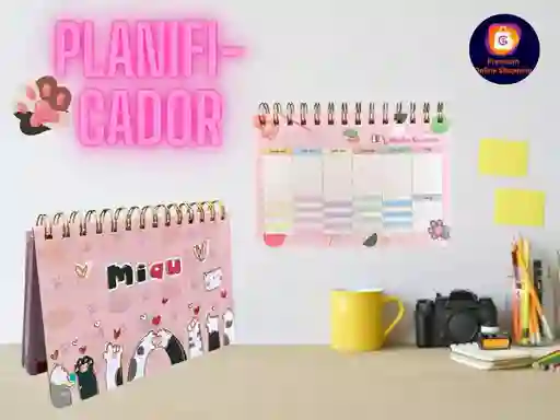 Planeador Planificadores Semanal Argollado Pequeño Diseño De Gato