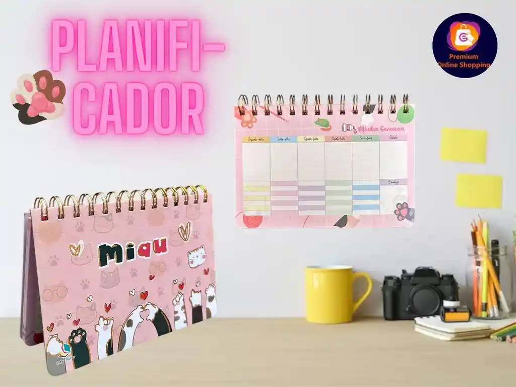 Planeador Planificadores Semanal Argollado Pequeño Diseño De Gato