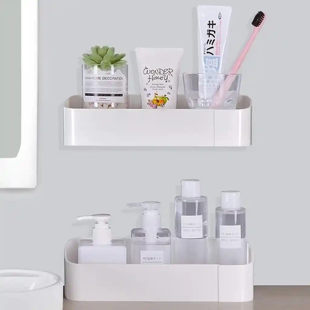 Soporte Rectangular Organizador Baño Pared Adhesivo