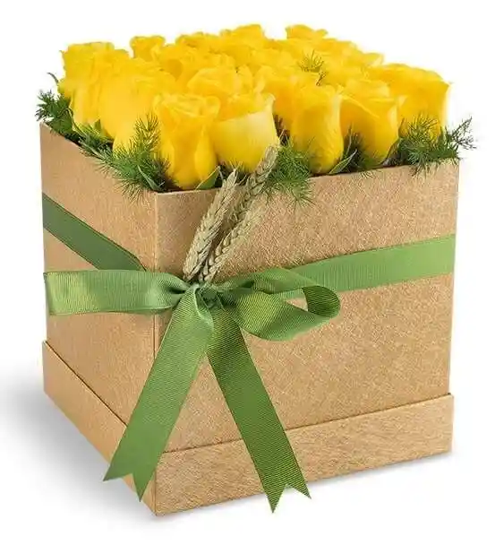 Caja De Rosas Amarillas