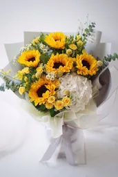 Bouquet De Girasoles Con Hortencia