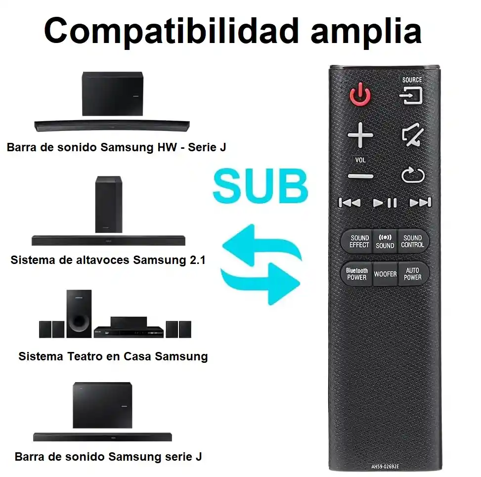 Control Remoto Compatible Con Barra De Sonido Samsung Ah59 02692e Repuesto, Reemplazo
