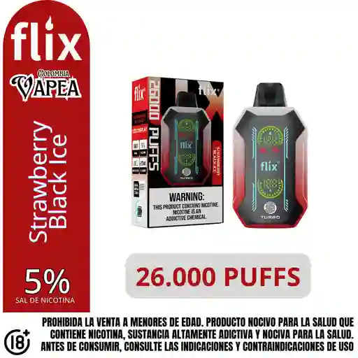 Vape Flix Strawberry Black Ice 26000 Puffs 5%