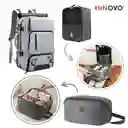 Combo Mochila Viajera + Organizador De Ropa Interior + Bolsa Para Zapatos Gris