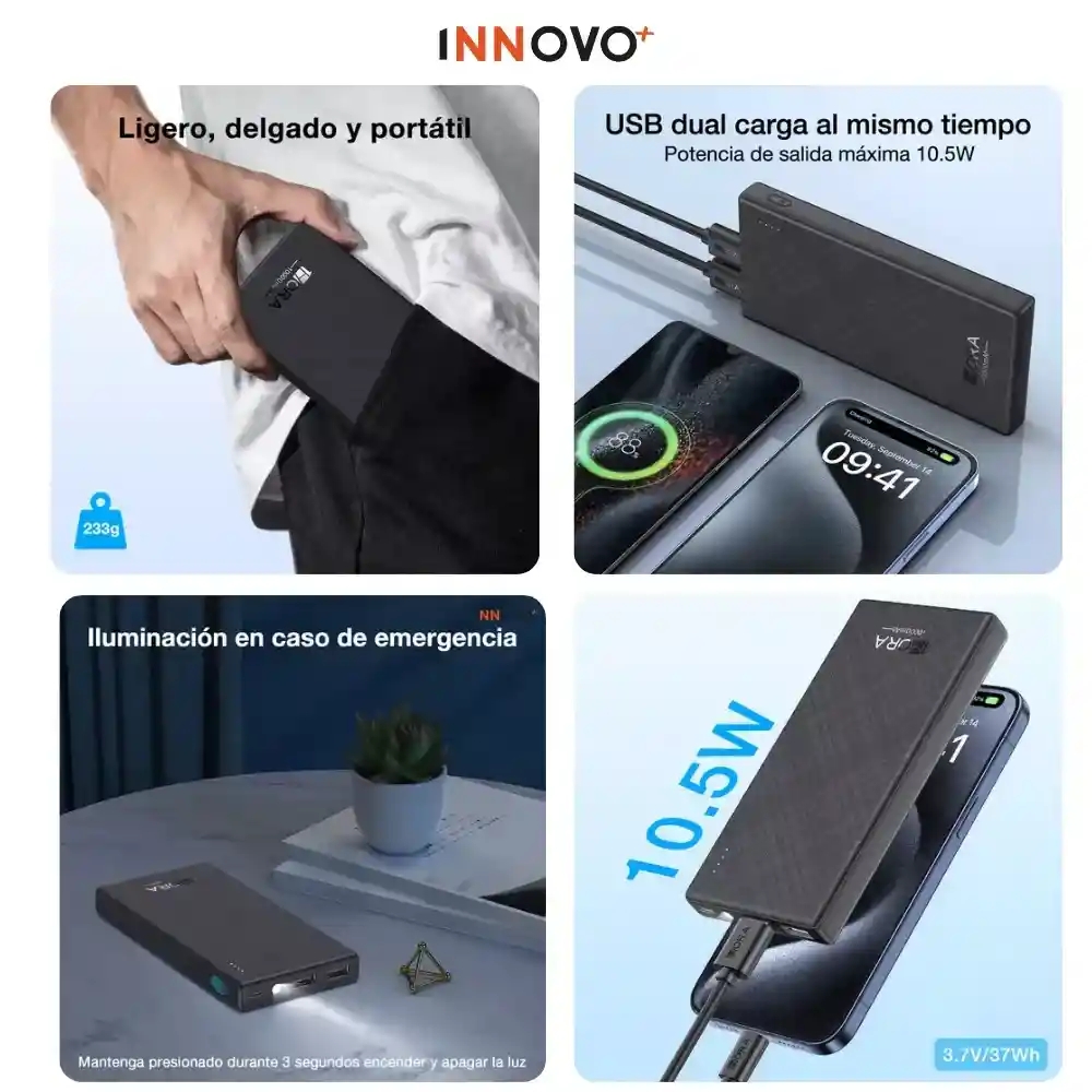Combo Maleta Viajera + Powerbank 10,000 Mah 1hora + Obsequio Organizador De Cables Artículos Electrónicos